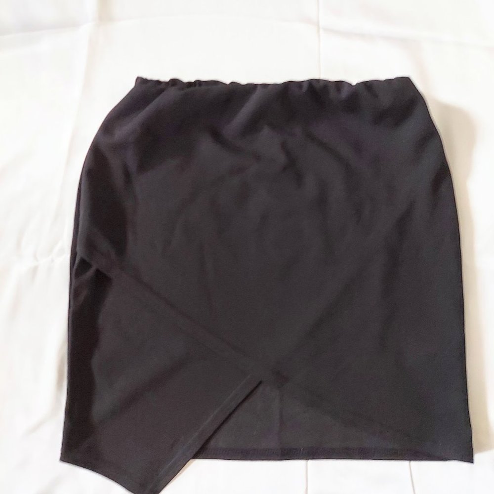 Nasty Gal Asymetrical Mini Skirt Black Elastic Waist Size 6